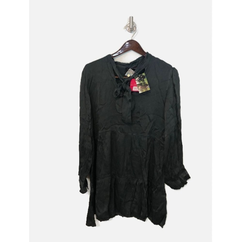Liza Byrd McKay Reversible Tie Neck Tunic Grey XL